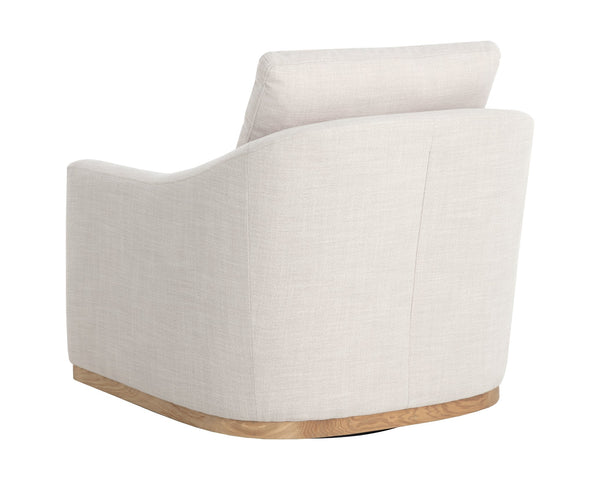 Sunpan Corbin Swivel Lounge Chair - Luxurious Effie Linen Upholstery With Elegant Blonde Ash Base Cream Fabric 112092