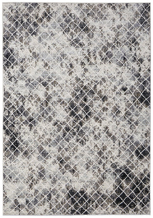 Feizy Rugs Kano Versatile Low Pile Area Rug – Distressed Geometric Design, Stain & Water Resistant For Any Space Ivory,Gray,Taupe Polypropylene,Polyester 8643873fsndivyf05