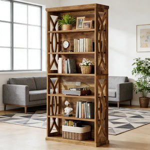 English Elm Display Cabinet Wall Mounted 5 Tier Glass Door Shelving for Collectibles Matte Black T3971P447535