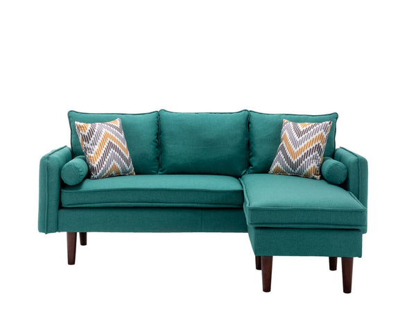 English Elm Mirella Mid-century Sectional with Reversible Chaise Usb Charging and Storage Pouches Green B2749P413376