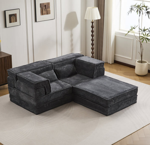 English Elm Compression Modular Sofa Bed - Cozy Convertible Design In Plush Fleece, No Assembly, Perfect For Small Spaces W3723S00029