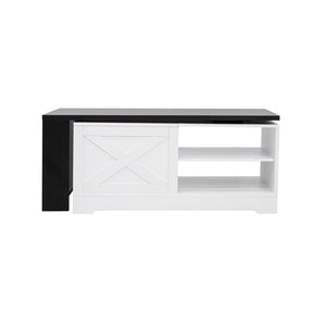 English Elm U-can Farmhouse Lift Top Coffee Table Barn Door Hidden Storage Living Room White+Black N724P351732K