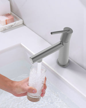 English Elm Gun Gray Single Handle Bathroom Faucet - Modern Design With Dual Flow Modes For Versatile Use T3177P289658