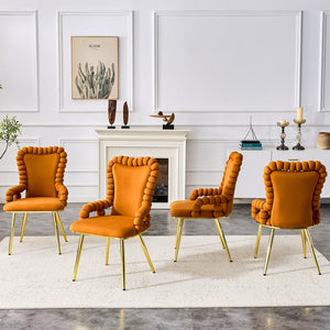 English Elm Set of 2 Sculptural Bubble Backrest Velvet Dining Chairs with Gleaming Gold Legs W3875P370855
