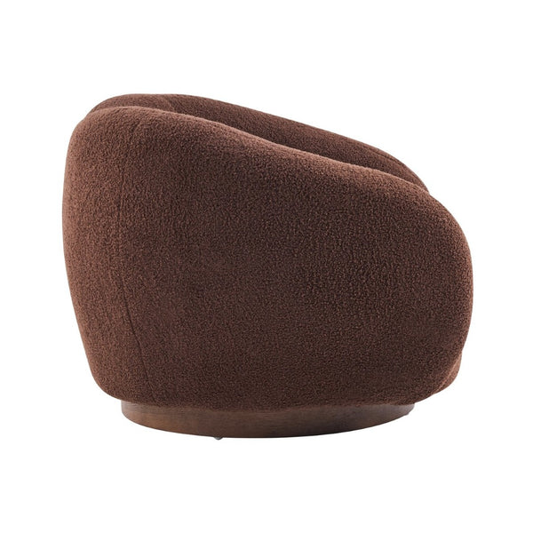English Elm Wooden Bentwood Base Bouclé Barrel Swivel Chair for Living Room Reading Nook N776P359106D