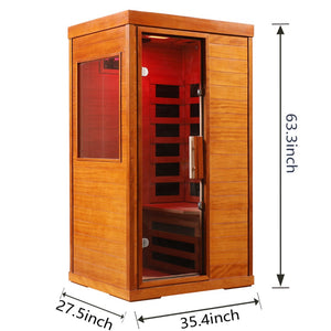 English Elm Infrared Dry Sauna with Okoume Wood Chromotherapy Lighting and Carbon Fiber Heat Panels W3973S00006
