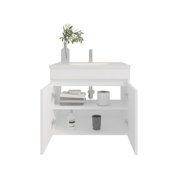 English Elm Colville Floating Wall Mount Vanity Cabinet Matte Finish Modern Bathroom Storage White B092P439906