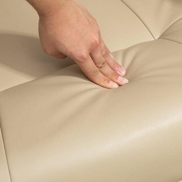 English Elm HOMCOM Cream White Faux Leather Manual Recliner with 145° Recline, Swivel Wood Base & Footrest Comfort W2225P173863