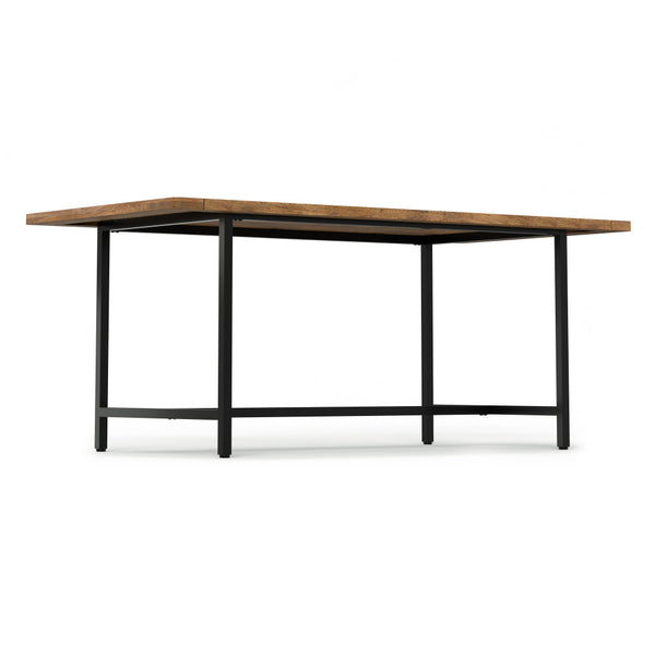 English Elm Campbell Burnt Wax Dining Table - Solid Mango Wood, Industrial Black Iron Base, 72"x36" Seating 6, Durable Finish B136P203493