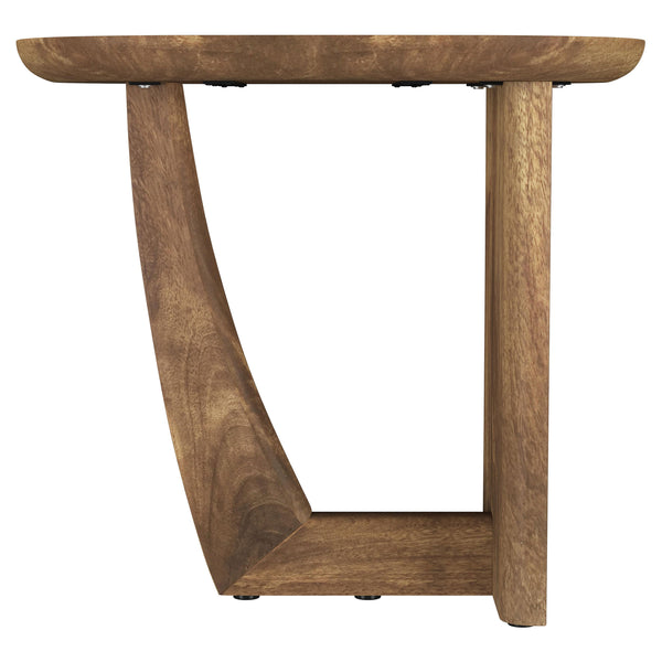 English Elm Alamitos Sculptural Mango Wood Side Table in Rich Brown with L-Shaped Legs, Artistic Rounded Rectangle Design B062P299785