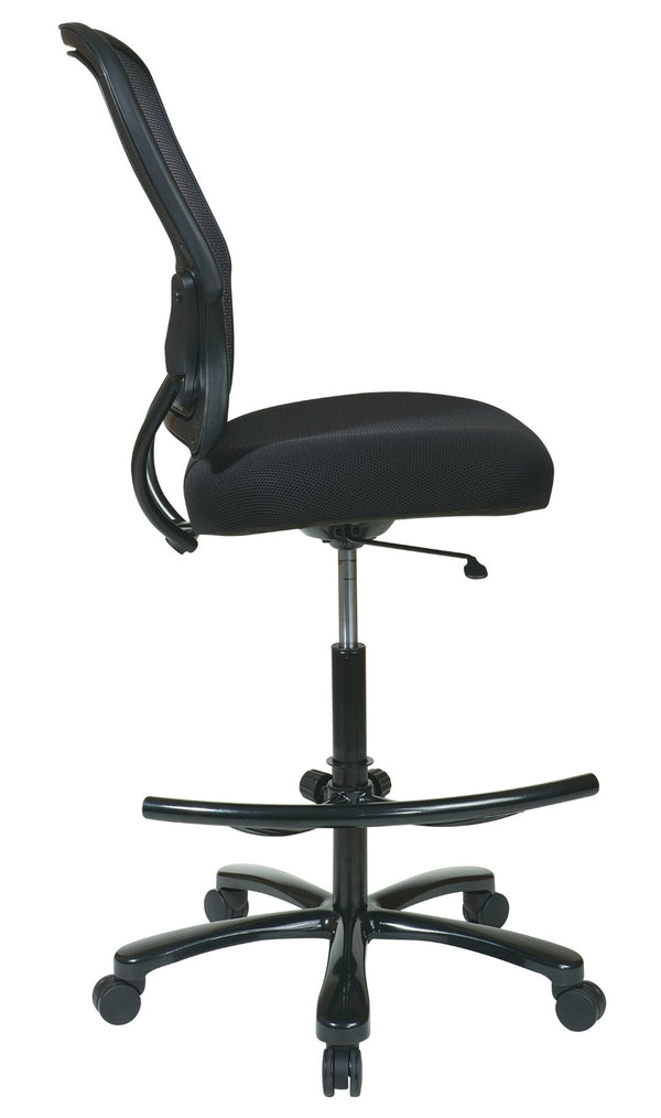 OSP Home Furnishings Big Man's Ergonomic Drafting Chair with Breathable Mesh Back and Adjustable Footrest Support 15-37A720D