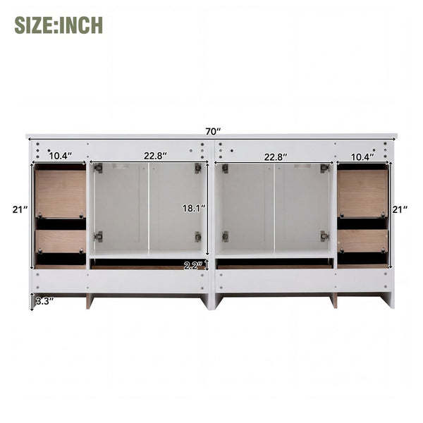 English Elm 72-inch Shaker Double Bathroom Vanity with Resin Basin and Soft Close Storage N729P000030K