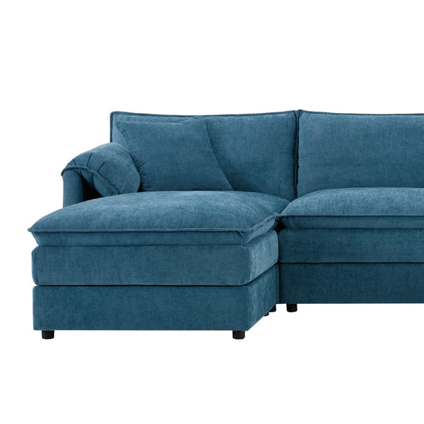 English Elm 9687aab-6 Seat Structured Upholstered Sofa for Large Family and Open Living Rooms Blue N723P243195C