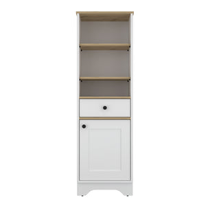English Elm St. Clair Linen Cabinet Multicolor - Engineered Wood, 3 Open Shelves, Drawer & 2 Interior Shelves, Compact Storage Solution B200P188852