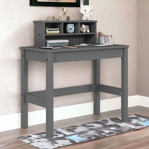 English Elm Logan Gray Finish Writing Desk with Hutch, Cable Management, Ample Storage & Sleek Minimal Design B2726P256270