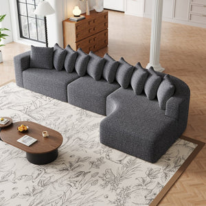 English Elm 131.1-inch Chenille Cloud Sectional with Memory Foam Cushions and 10 Plush Pillows W3505S00015