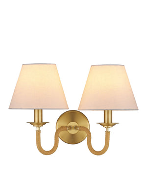 Currey & Company Adala Brass Wall Sconce - Elegant Traditional Design With Natural Rope Accents & Soft Linen Shades Gold Rope ,Metal 5000-0274-currey-company
