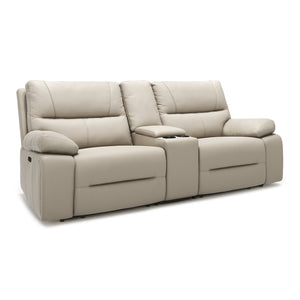 English Elm Jennifer Taylor Home - Malibu 79" Modern Power Motion Reclining 3-Piece Loveseat Sofa with Console, Cup Holders, Beige B2719P269268