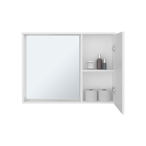 English Elm Milan Wall Mounted Medicine Cabinet with Mirror Slim White Bathroom Storage Organizer B128P473982
