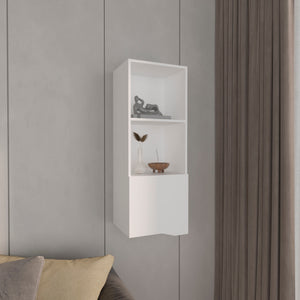English Elm Obregon Wall Cabinet 43" Tall One-Door Medicine Cabinet with Two Open Shelves for Small Spaces White 44 L x 16 W x 3 H B200P235847