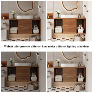 English Elm Modern Floating Bathroom Vanity With Oval Sink & Soft-Close Drawers - Stylish Storage Solution! W3136S00022