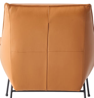 English Elm Jabel Sandstone Top Grain Leather Accent Chair & Ottoman with Metal Legs, Plush Foam Comfort, 35"L x 38"D x 37"H B2726S00391