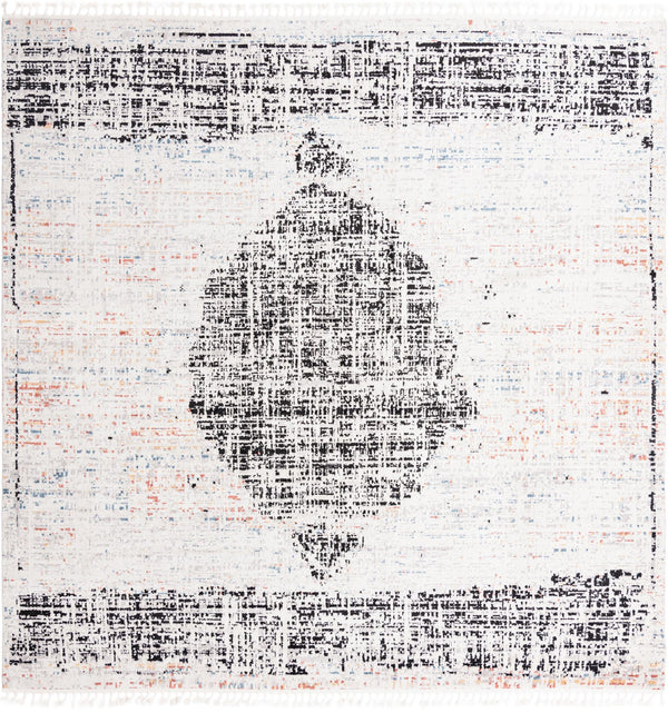 Unique Loom Aramis Selif Machine Made Tribal Rug Ivory, Black/Light Blue/Rust Red/Orange 12' 0" x 12' 2"