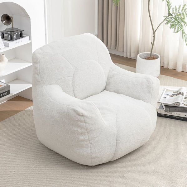 English Elm Bean Bag Chair With Memory Foam - Plush Teddy Upholstery For Cozy Relaxation In Any Space! W2200P247712
