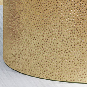 English Elm Christopher Knight Home® - METAL Braeburn Handcrafted Round Coffee Table with Hammered Top and Sturdy Iron Frame, No Assembly Required Gold 65501.00