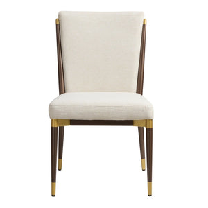 English Elm Armless Dining Chairs Iron Frame Wood Grain Finish Ergonomic Cushioned Seat Set of 2 Brown+Beige N771P345829W