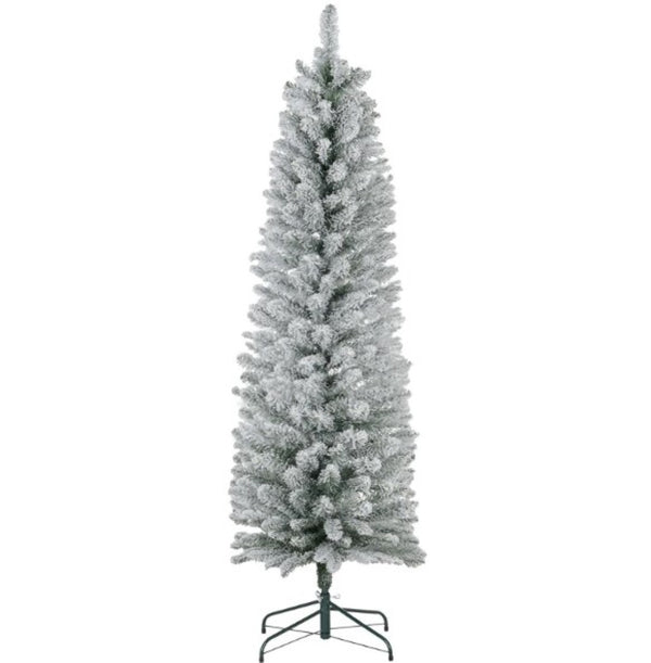 English Elm Pencil Slim Flocked Christmas Tree with Snow Dusted Branches for Entryways T3971P419924