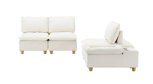 English Elm 88-inch minimalist modern three-seater velvet sofa with movable seats, solid wood frame, 500lb capacity Beige W1658S00122