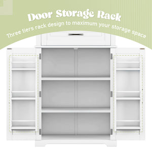 English Elm Christopher Knight Home® - Bathroom Storage Cabinet with Doors Drawer and Adjustable Shelves — MDF Build, Anti-Tip Safety, Modern Appeal White N759P241667K