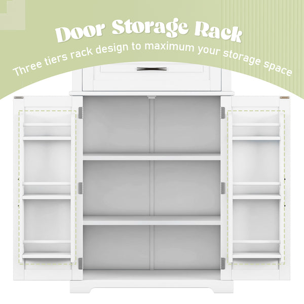 English Elm Christopher Knight Home® - Bathroom Storage Cabinet with Doors Drawer and Adjustable Shelves — MDF Build, Anti-Tip Safety, Modern Appeal White N759P241667K
