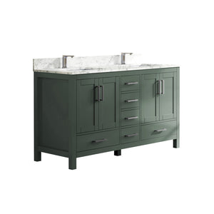 English Elm 60" Double Sink Vanity Solid Wood Cabinet Carrara Marble Top Brown Oak Finish T3785P442238