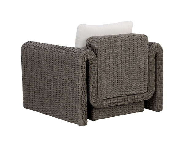 Sunpan Tibi Lounge Chair - Handwoven Twisted Wicker with Durable Outdoor Fabric for Stylish Comfort Grey / Louis Cream