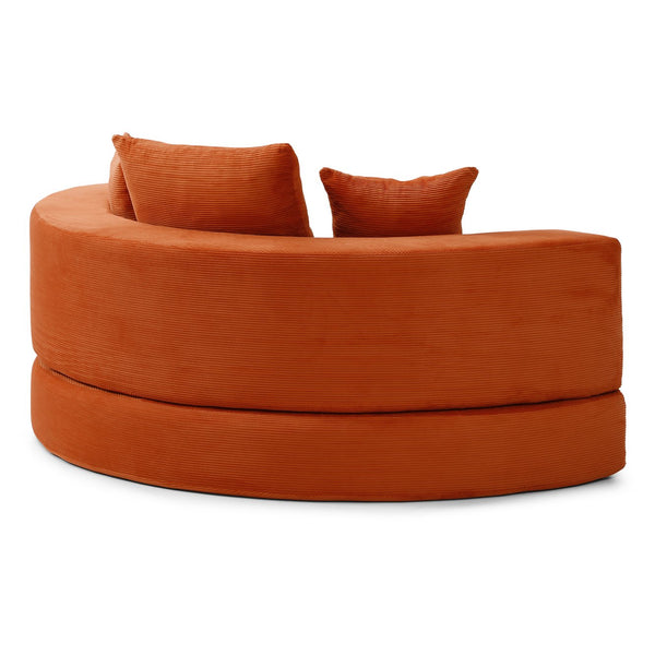 English Elm Convertible Corduroy Cloud Couch Bed with High-Density Foam, Boneless Futon Lounger for Cozy Relaxation Orange W2677P388983