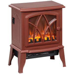 English Elm Homcom Electric Fireplace Stove - 18" Portable Heater With Realistic Flames, Safety Features & Style W2225P249838