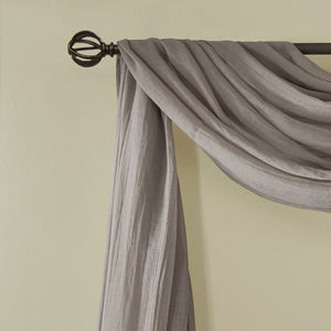 JLA Home Madison Park - Solid Crushed Scarf Sheer Draped Window Accent with Lightweight Texture for Elegant Layering and Easy Install Grey MP40-4505