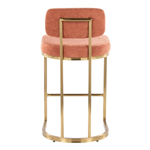 English Elm Fixed-height Barstools Powder Coated Steel Frame Brown Upholstered Seat Set of Two Salmon B202P471213