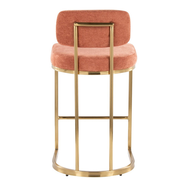 English Elm Fixed-height Barstools Powder Coated Steel Frame Brown Upholstered Seat Set of Two Salmon B202P471213