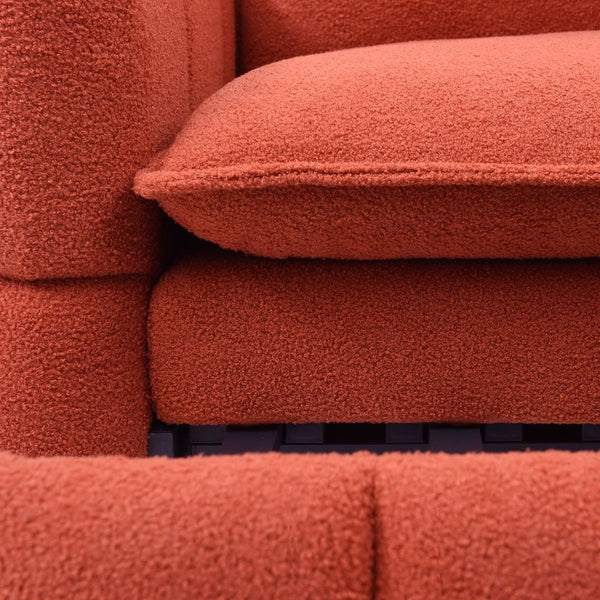 English Elm Sleeper 3-in-1 Pull-Out Couch Bed with Teddy Chaise, Breathable Fabric, Supportive Cushions for Small Spaces Orange W1117P253965