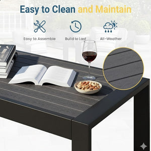 English Elm 5-piece Aluminum Outdoor Conversation Set Weatherproof Patio Lounge with Wpc Coffee Table Light Gray B082S00096