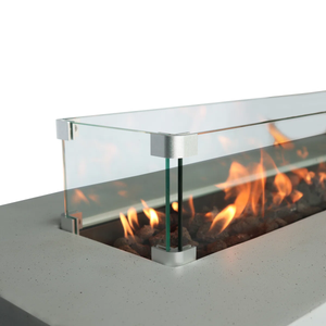English Elm Rectangular Fiber-Reinforced Concrete Propane Fire Pit Table, 56" Modern White Stone 60,000 BTU B120S00123