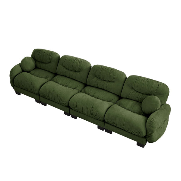 English Elm Pleated Chenille Modular Sofa with Ergonomic Foam Cushions and Sculptural Curved Armrests Green W5656S00052