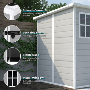 English Elm 6x6 Ft Resin Outdoor Storage Shed with Floor Lockable Doors Window and Vents W1598S00017