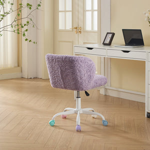 English Elm A&A Plush Faux Fur Office Chair with Ergonomic Wrap Back, Breathable No-Shed Seat and Stable Base Violet W1143P324152