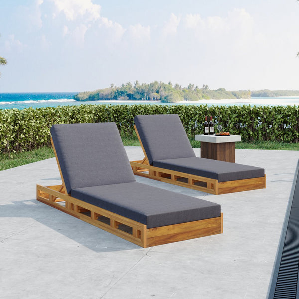 English Elm Christopher Knight Home® - Lounge Chaise Set - Premium Acacia Wood, 4-Inch Thick Water-Resistant Cushions, Adjustable Recline N770P272405T_65429.00CUSHDGRY