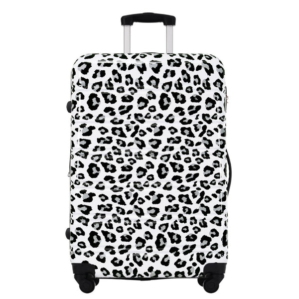 English Elm Hardshell Polycarbonate Luggage Set Three Piece Spinner Suitcases with Tsa Lock White+Black Leopard N732P218227B