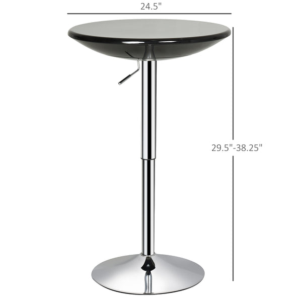 English Elm HOMCOM Adjustable Round Bar Table with Airlift, 29.5"-38.25" Height, Sturdy Metal Base, Black W2225P173869